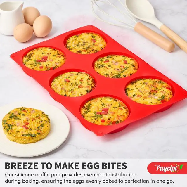 Alt view image 6 of 7 - 4 Inch Silicone Egg Molds for Breakfast Sandwiches, 2 Pack, 12 Cavities