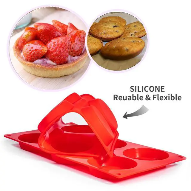 Alt view image 2 of 7 - Silicone Muffin Top Pans, 2 Pack Non-stick 3" Whoopie Pie Baking Pan 3 Inch Round Tray Silicone Egg Sandwich Molds for Mini Cakes Biscuits Egg Cloud Bread Buns English Muffins Breakfast Sandwiches