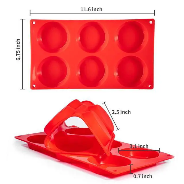 Alt view image 5 of 7 - Silicone Muffin Top Pans, 2 Pack Non-stick 3" Whoopie Pie Baking Pan 3 Inch Round Tray Silicone Egg Sandwich Molds for Mini Cakes Biscuits Egg Cloud Bread Buns English Muffins Breakfast Sandwiches