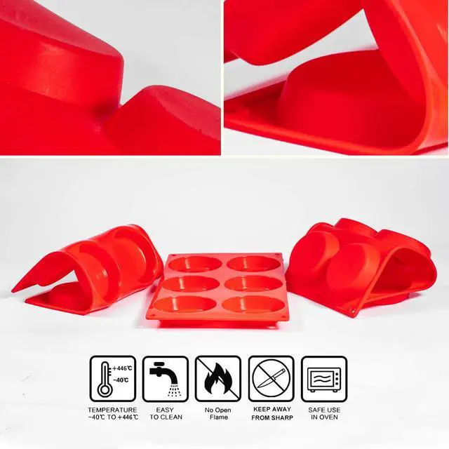 Alt view image 3 of 7 - Silicone Muffin Top Pans, 2 Pack Non-stick 3" Whoopie Pie Baking Pan 3 Inch Round Tray Silicone Egg Sandwich Molds for Mini Cakes Biscuits Egg Cloud Bread Buns English Muffins Breakfast Sandwiches