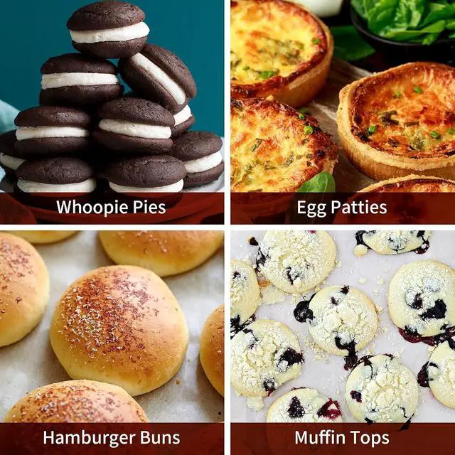 Alt view image 7 of 7 - Silicone Muffin Top Pans, 2 Pack Non-stick 3" Whoopie Pie Baking Pan 3 Inch Round Tray Silicone Egg Sandwich Molds for Mini Cakes Biscuits Egg Cloud Bread Buns English Muffins Breakfast Sandwiches
