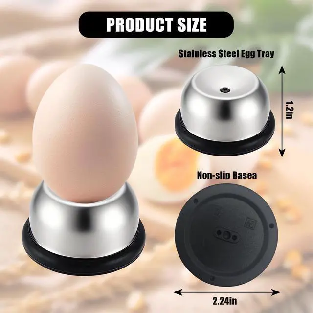 Alt view image 2 of 6 - Egg Piercer for Raw Eggs, Stainless Steel Needle Egg Punch Tool with Black Anti-Slip Base to Get Good Hard Boiled Eggs for Home and Commercial Kitchen Use