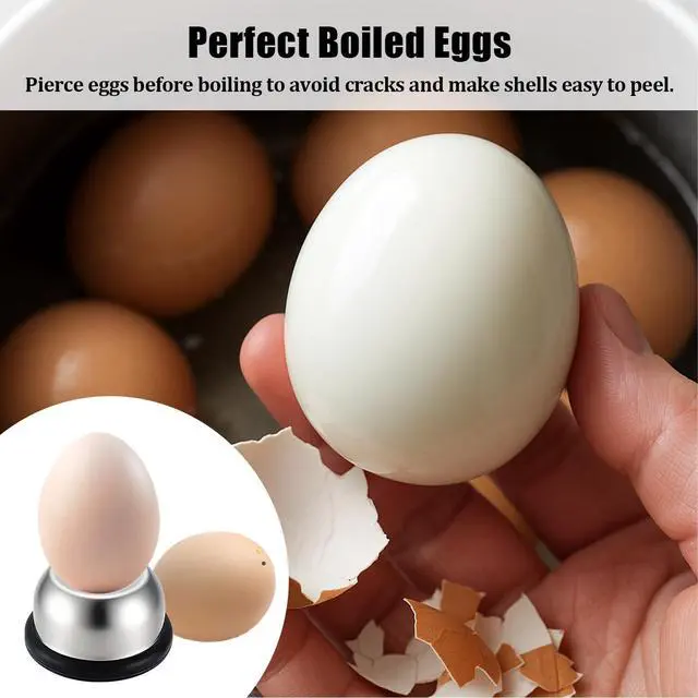 Alt view image 3 of 6 - Egg Piercer for Raw Eggs, Stainless Steel Needle Egg Punch Tool with Black Anti-Slip Base to Get Good Hard Boiled Eggs for Home and Commercial Kitchen Use