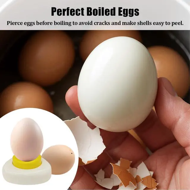 Alt view image 4 of 6 - 2PCS Egg Piercer for Hard Boiled Eggs Magnetic Egg Hole Puncher with Stainless Steel Needle and Durable Plastic Base, for Home Kitchen & Food Service Use (White Yellow)