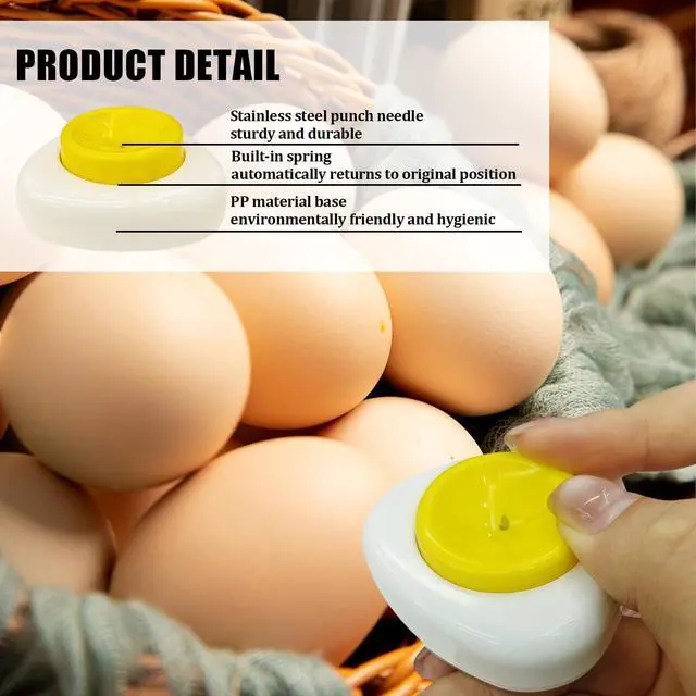 Alt view image 3 of 6 - 2PCS Egg Piercer for Hard Boiled Eggs Magnetic Egg Hole Puncher with Stainless Steel Needle and Durable Plastic Base, for Home Kitchen & Food Service Use (White Yellow)