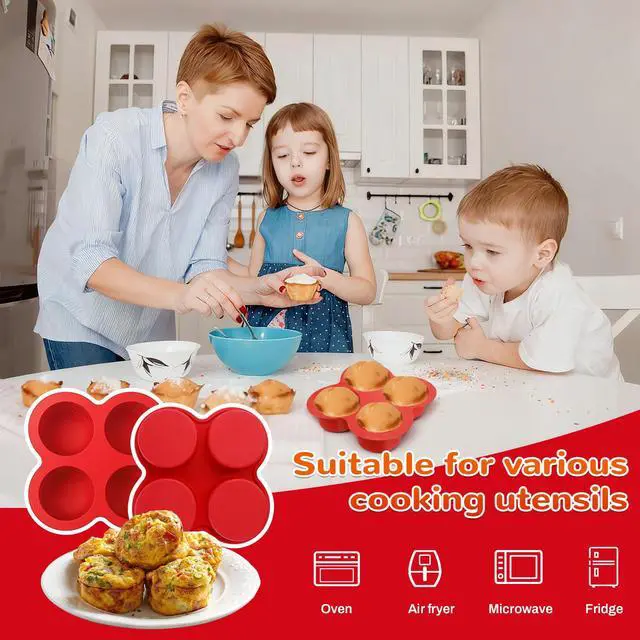 Alt view image 6 of 7 - Silicone Egg Bite Molds 2 Pack Air Fryer Muffin Baking Pans Nonstick Silicone Muffin Trays for Baking Mini Muffins Eggs Bites Tart Mini Cupcake Brownie Quiche