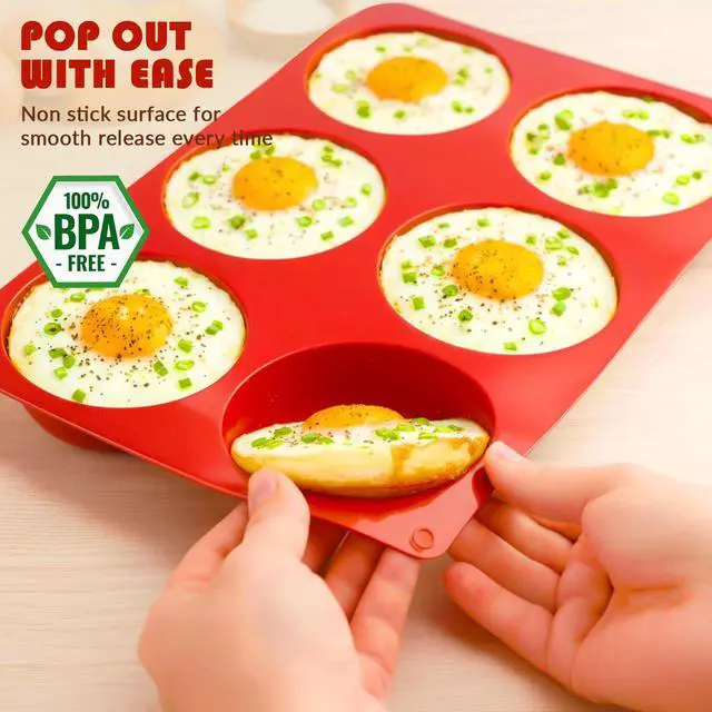 Alt view image 2 of 7 - 2Pcs Muffin Top Pans 12-Cavitiy Round Silicone Egg Molds for Baking