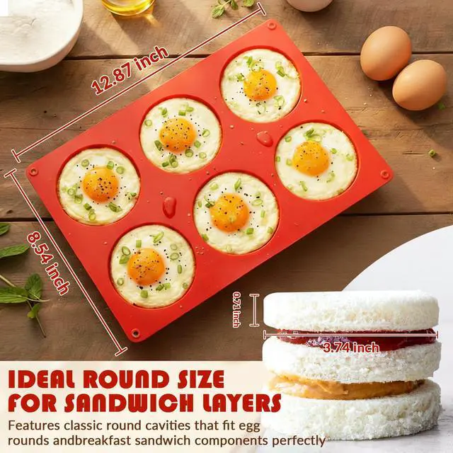 Alt view image 5 of 7 - 2Pcs Muffin Top Pans 12-Cavitiy Round Silicone Egg Molds for Baking