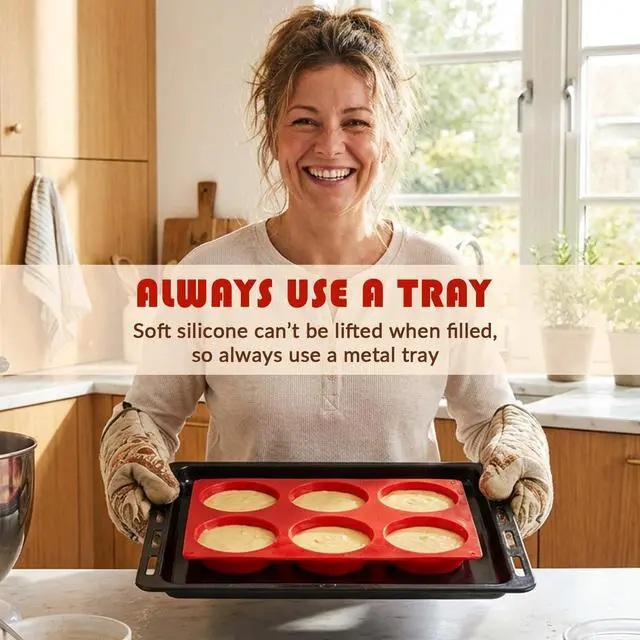 Alt view image 6 of 7 - 2Pcs Muffin Top Pans 12-Cavitiy Round Silicone Egg Molds for Baking