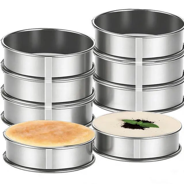 Main image of 8-Pieces English Muffin Rings 4 Inch Crumpet Rings Stainless Steel Double Rolled Nonstick Metal Round Tart Ring Molds for Cookie Cooking Baking
