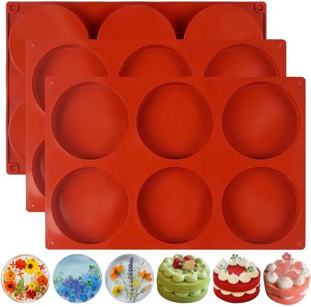 Main image of 4Inch Round Silicone Mold for Baking, 3Pcs Silicone Muffin Top Pans for Baking Muffin Top, Whoopie Pie, Sandwiches, Hamburger (3Pcs(0.78Inch Deep))