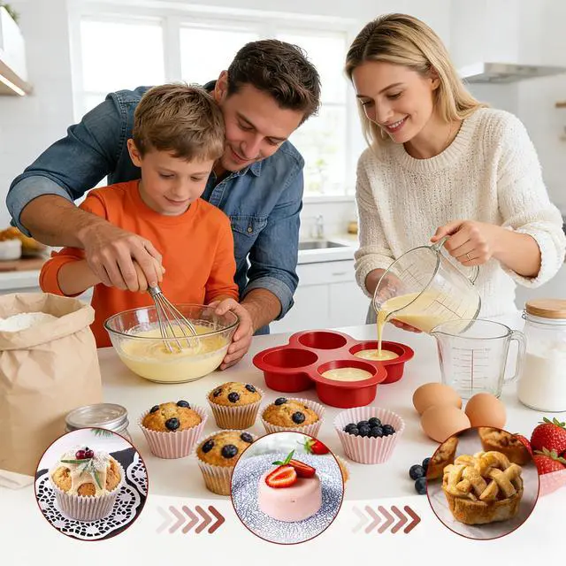 Alt view image 6 of 7 - Air Fryer Silicone Egg Molds Silicone Egg Bite Molds Air Fryer Muffin Pan