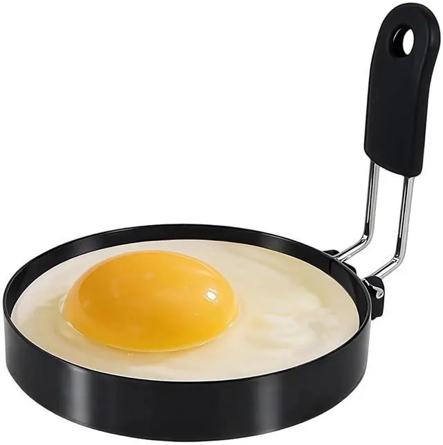 Main image of Egg Rings for Frying Eggs, 3.5" Round Egg Cooking Stainless Steel, for English Muffins Pancake, with Silicone Handle