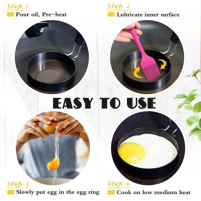 Alt view image 4 of 6 - Egg Rings for Frying Eggs, 3.5" Round Egg Cooking Stainless Steel, for English Muffins Pancake, with Silicone Handle