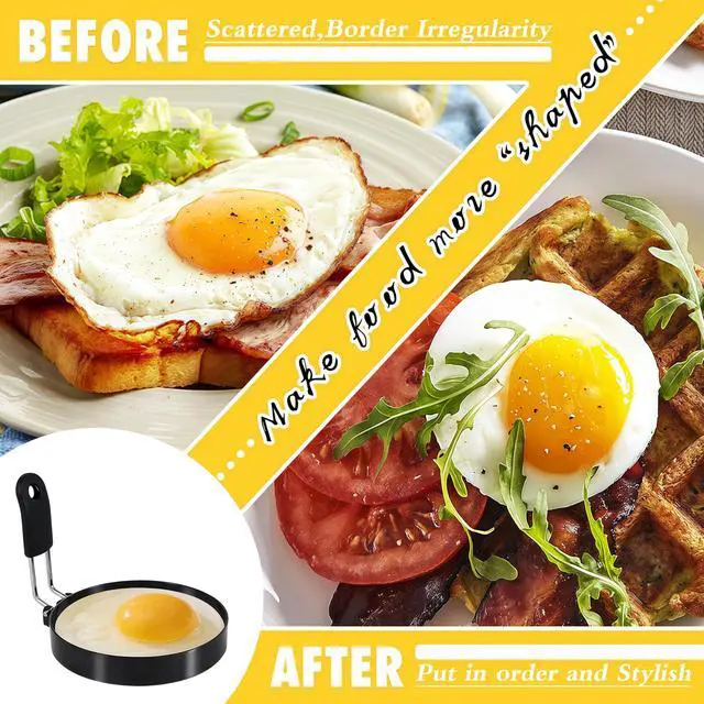 Alt view image 5 of 6 - Egg Rings for Frying Eggs, 3.5" Round Egg Cooking Stainless Steel, for English Muffins Pancake, with Silicone Handle