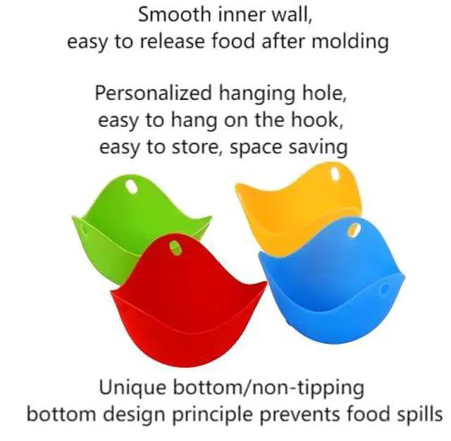 Alt view image 4 of 6 - Nonstick Silicone Egg Poacher - 4PCS Premium Poaching Cups for Microwave & Stovetop - Easy-to-Use Cooker & Molds - Durable Cookware Set