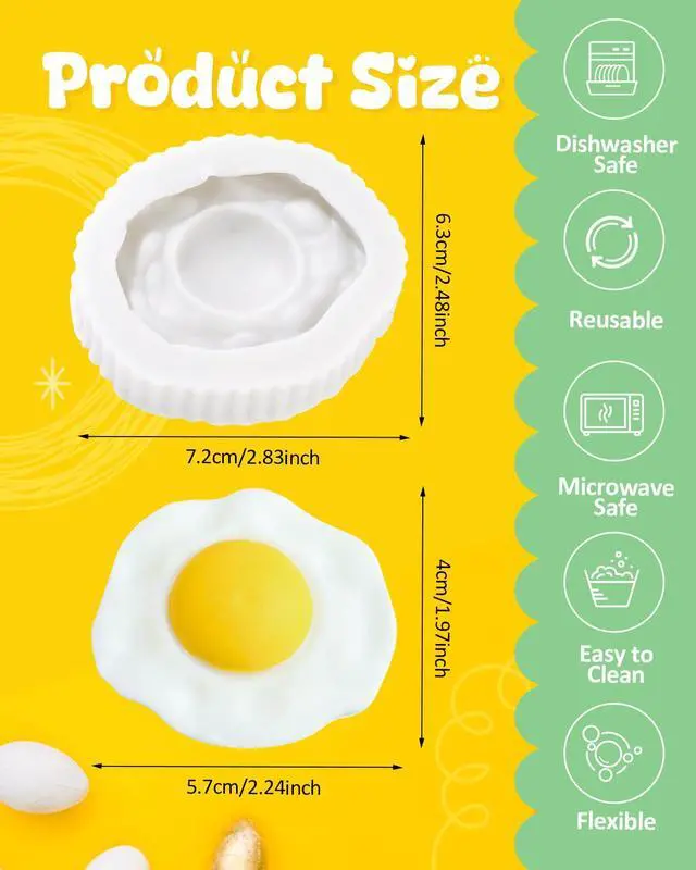 Alt view image 3 of 7 - Fried Egg Silicone Mold, 3D Food Silicone Mold, Simulation Egg Chocolate Mold, Artificial Food Molds for Cake Topper, Cupcake Decorating Tools