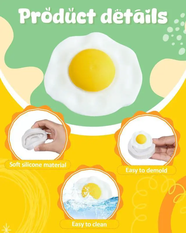 Alt view image 4 of 7 - Fried Egg Silicone Mold, 3D Food Silicone Mold, Simulation Egg Chocolate Mold, Artificial Food Molds for Cake Topper, Cupcake Decorating Tools