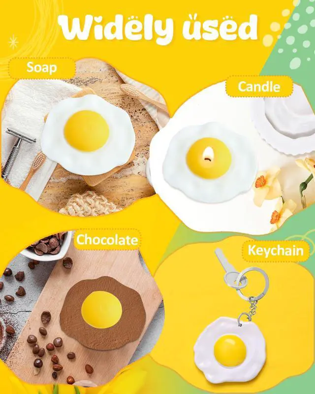Alt view image 6 of 7 - Fried Egg Silicone Mold, 3D Food Silicone Mold, Simulation Egg Chocolate Mold, Artificial Food Molds for Cake Topper, Cupcake Decorating Tools