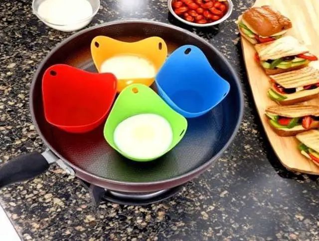 Alt view image 6 of 6 - Nonstick Silicone Egg Poacher - 4PCS Premium Poaching Cups for Microwave & Stovetop - Easy-to-Use Cooker & Molds - Durable Cookware Set