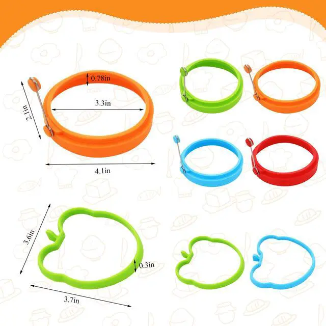 Alt view image 2 of 7 - 6 PCS Egg Ring, Silicone Egg Rings for Frying Eggs, Non-stick Mold for Griddle, for Making Fried Eggs or Pancakes