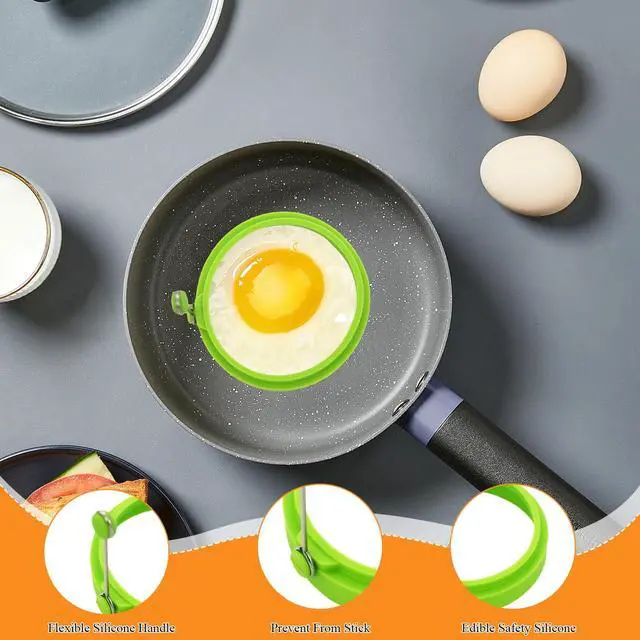 Alt view image 3 of 7 - 6 PCS Egg Ring, Silicone Egg Rings for Frying Eggs, Non-stick Mold for Griddle, for Making Fried Eggs or Pancakes