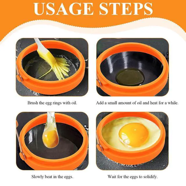 Alt view image 4 of 7 - 6 PCS Egg Ring, Silicone Egg Rings for Frying Eggs, Non-stick Mold for Griddle, for Making Fried Eggs or Pancakes