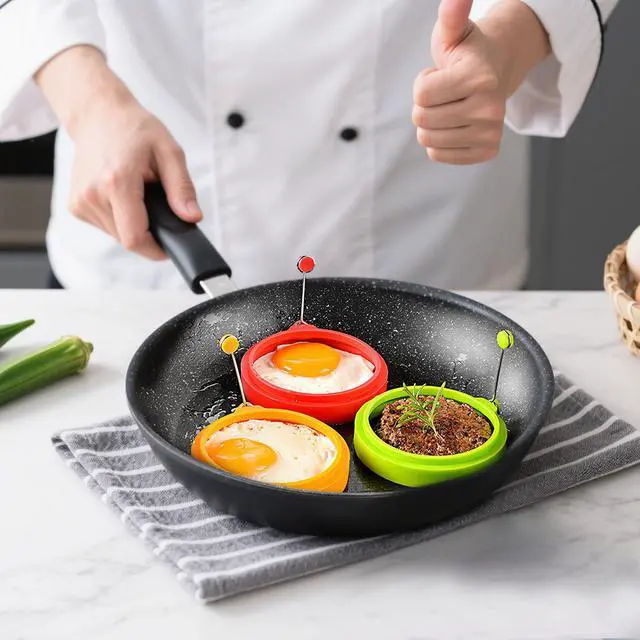 Alt view image 5 of 7 - 6 PCS Egg Ring, Silicone Egg Rings for Frying Eggs, Non-stick Mold for Griddle, for Making Fried Eggs or Pancakes