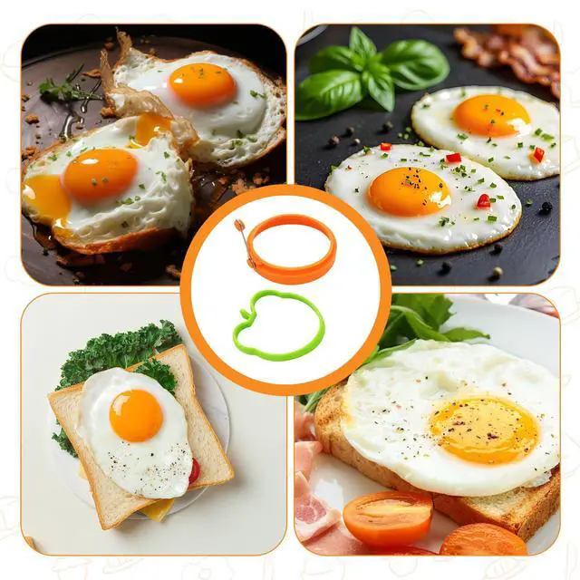 Alt view image 7 of 7 - 6 PCS Egg Ring, Silicone Egg Rings for Frying Eggs, Non-stick Mold for Griddle, for Making Fried Eggs or Pancakes