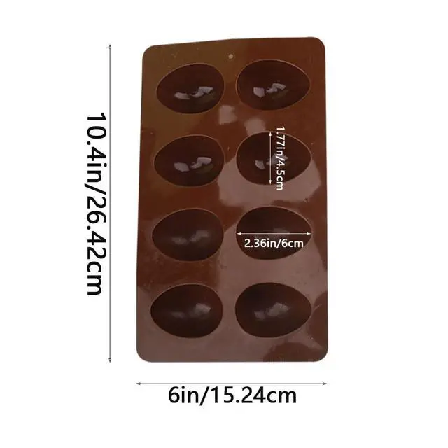 Alt view image 2 of 6 - 8-Cavity Easter Egg Shape Silicone Molds, Pan Baking Supplies for Cake Decorating Chocolate Candy