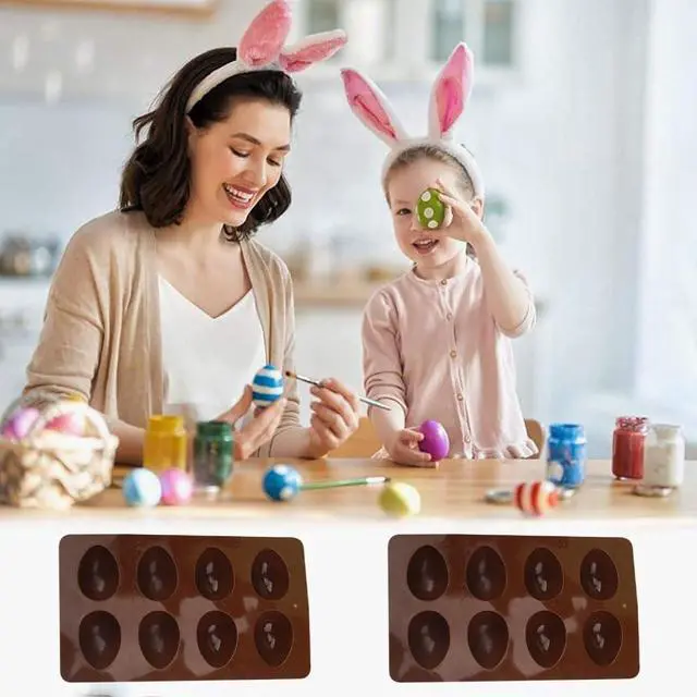 Alt view image 5 of 6 - 8-Cavity Easter Egg Shape Silicone Molds, Pan Baking Supplies for Cake Decorating Chocolate Candy
