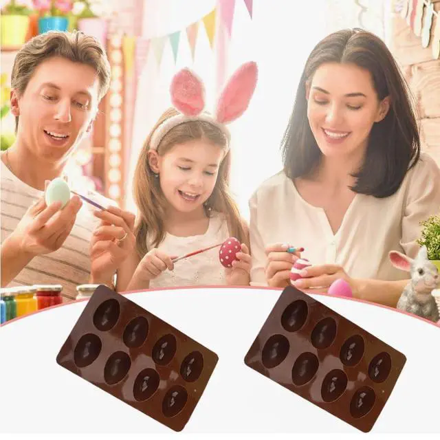 Alt view image 6 of 6 - 8-Cavity Easter Egg Shape Silicone Molds, Pan Baking Supplies for Cake Decorating Chocolate Candy