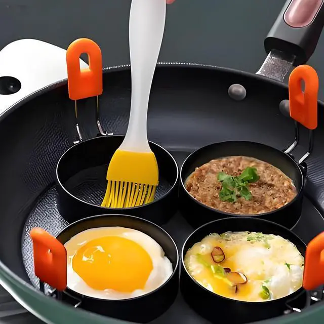 Alt view image 5 of 5 - 4 Inch Square+Round Egg Ring for Frying, 2 Pcs Egg Mold