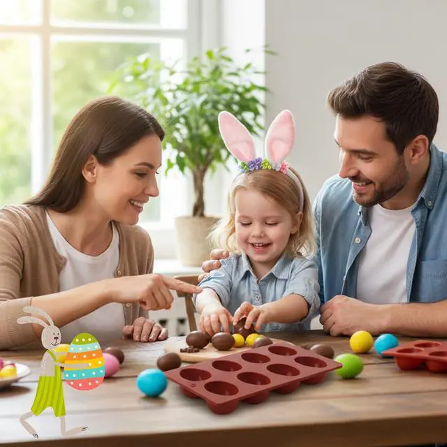 Alt view image 4 of 7 - 2Pcs 8-Cavity Silicone Easter Egg Molds, Egg Shaped Cake Pop Mold, Baking Supplies for Making Chocolate Jello Candy