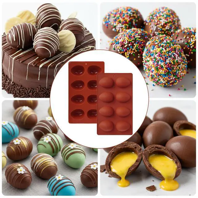 Alt view image 5 of 7 - 2Pcs 8-Cavity Silicone Easter Egg Molds, Egg Shaped Cake Pop Mold, Baking Supplies for Making Chocolate Jello Candy