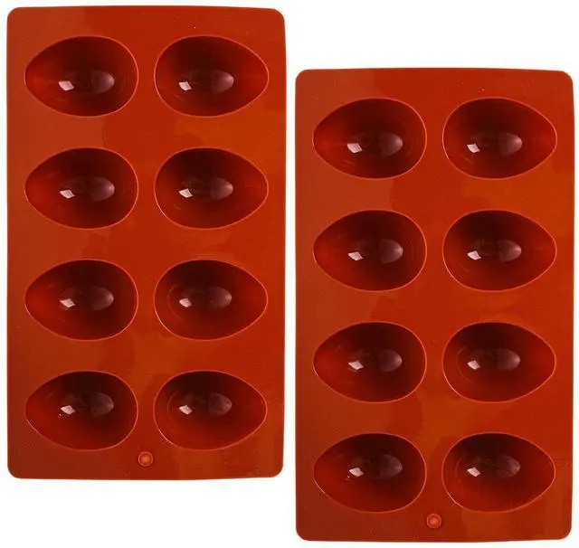 Main image of 8-Cavity Easter Egg Shape Silicone Molds, 2Pcs Food-grade Baking Supplies for DIY Cake Decoration, Chocolate, Candy, Jello, Pastry, Muffin, Bread, Ice Cube