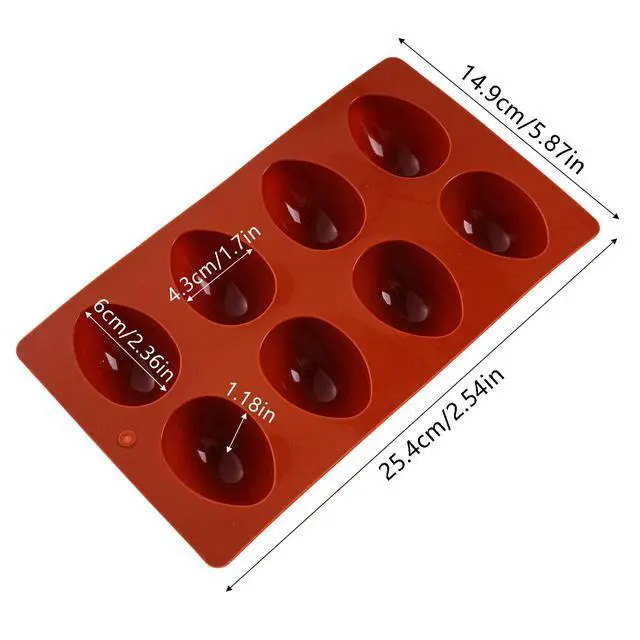 Alt view image 2 of 7 - 8-Cavity Easter Egg Shape Silicone Molds, 2Pcs Food-grade Baking Supplies for DIY Cake Decoration, Chocolate, Candy, Jello, Pastry, Muffin, Bread, Ice Cube