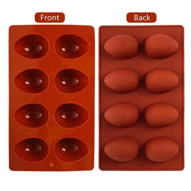 Alt view image 3 of 7 - 8-Cavity Easter Egg Shape Silicone Molds, 2Pcs Food-grade Baking Supplies for DIY Cake Decoration, Chocolate, Candy, Jello, Pastry, Muffin, Bread, Ice Cube