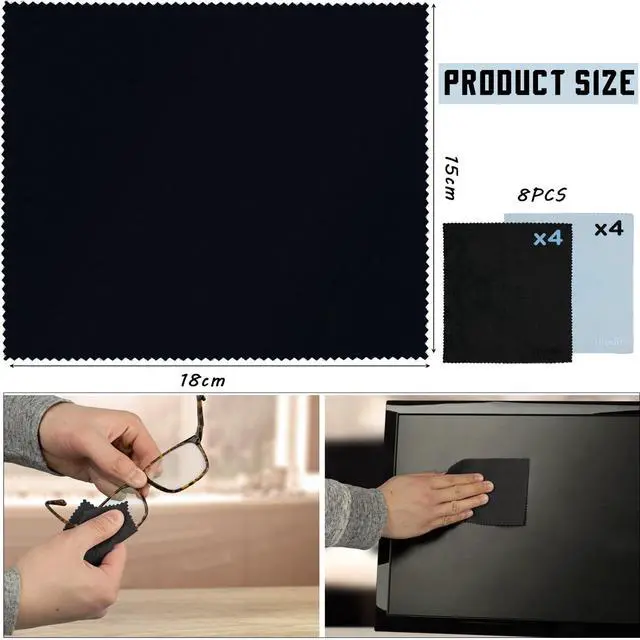 Alt view image 5 of 5 - 8-Pack Premium Microfiber Cleaning Cloths -Ultra-Soft, Streak-Free, lint-Free, Suitable for Glasses, Screens, Cameras, Mobile Phones,General Soft High-Quality Polishing Cloth and televisions