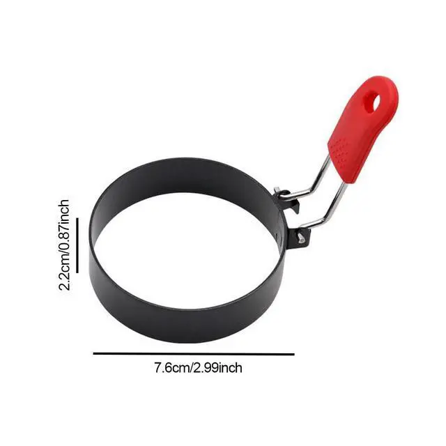 Alt view image 2 of 7 - 4 Pack Egg Rings,Stainless Steel Frying Ring Tool Non Stick Egg Frying Rings with Folding Handles and Oil Brush for Cooking Breakfast Sandwich Burger(COLOR:black)