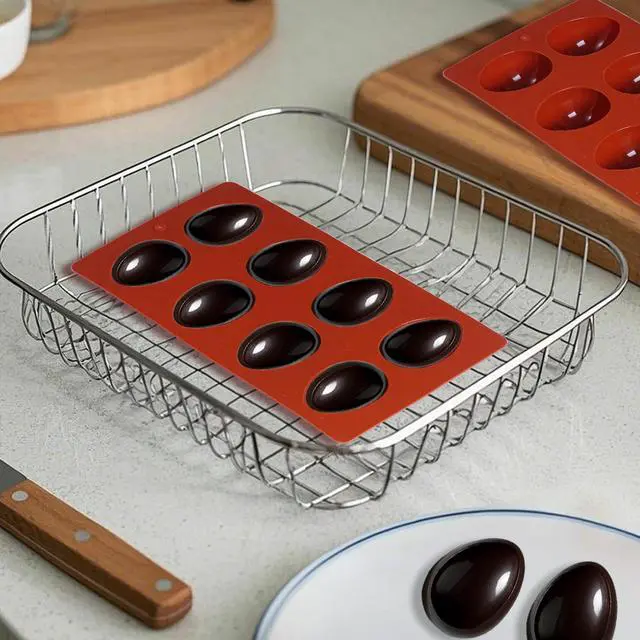 Alt view image 5 of 7 - 8-Cavity Easter Egg Shape Silicone Molds, 2Pcs Food-grade Baking Supplies for DIY Cake Decoration, Chocolate, Candy, Jello, Pastry, Muffin, Bread, Ice Cube