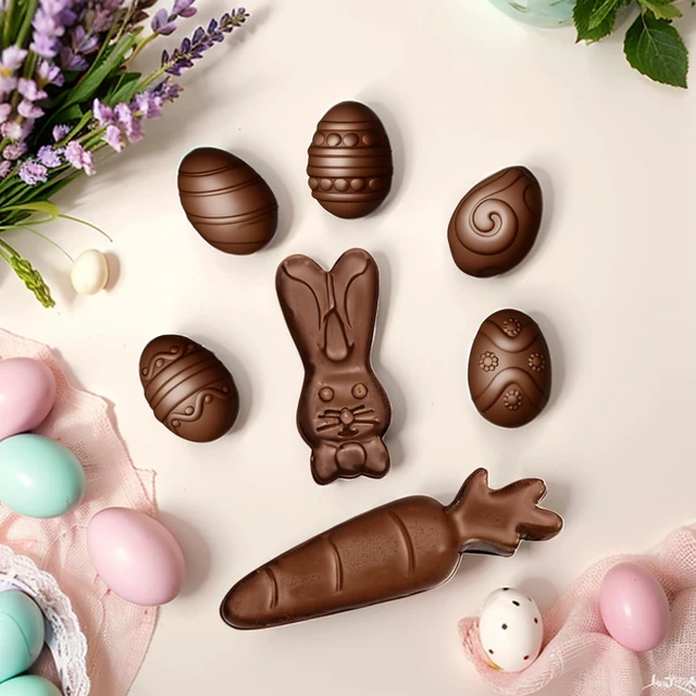 Alt view image 6 of 7 - Easter Silicone Molds for Chocolate, 4Pack Easter Candy Molds 3D Egg Bunny Carrot shapes Non Stick Moulds for DIY Chocolate, Fondant, Jelly, Ice Cube, Cake Decoration (Pink & Grey)