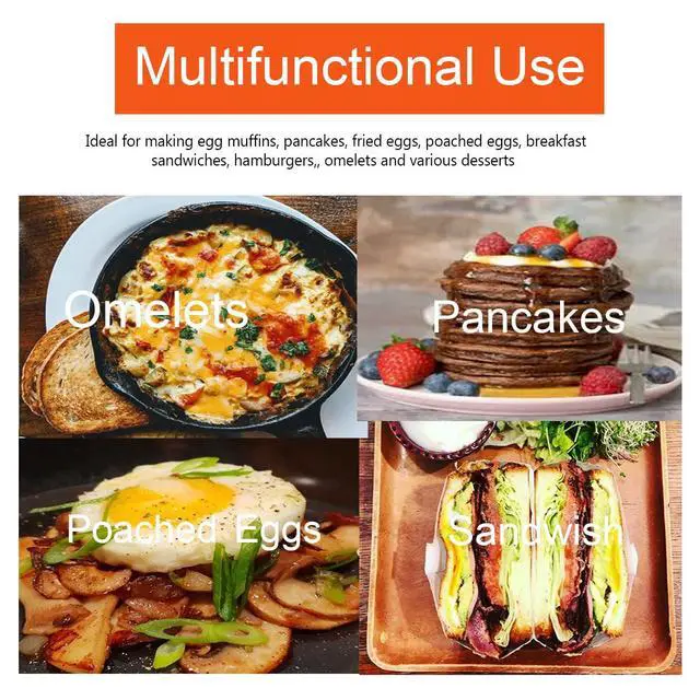 Alt view image 4 of 7 - Upgrade 4" Large Egg Rings Set for Griddle,4 Packs Non-stick Stainless Steel Round Egg Ring for Frying Egg Pancake Mold Ring Omelette Ring Shapper for Muffin with 1X Oil Brush & 1X Egg Separator