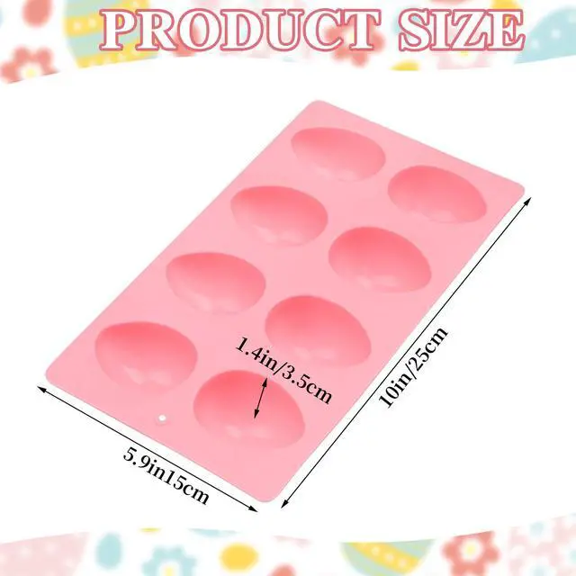 Alt view image 2 of 7 - Egg Molds Set of 3 for Easter 8 Cavities Silicone Egg Pan Baking Supplies for Cake Decorating Chocolate Candy (3, Pink, Green and Blue)