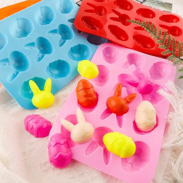Alt view image 4 of 7 - Easter Egg Silicone Bunny Silicon Molds for Chocolate 4 Packs Egg Shaped Mold Baking Pan Resin Cake Chocolate Mold Silicone Candy Pan for Easter Party