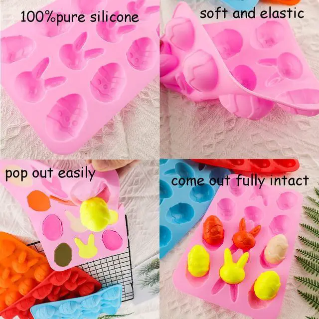 Alt view image 3 of 7 - Easter Egg Silicone Bunny Silicon Molds for Chocolate 4 Packs Egg Shaped Mold Baking Pan Resin Cake Chocolate Mold Silicone Candy Pan for Easter Party
