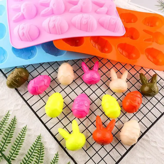 Alt view image 5 of 7 - Easter Egg Silicone Bunny Silicon Molds for Chocolate 4 Packs Egg Shaped Mold Baking Pan Resin Cake Chocolate Mold Silicone Candy Pan for Easter Party