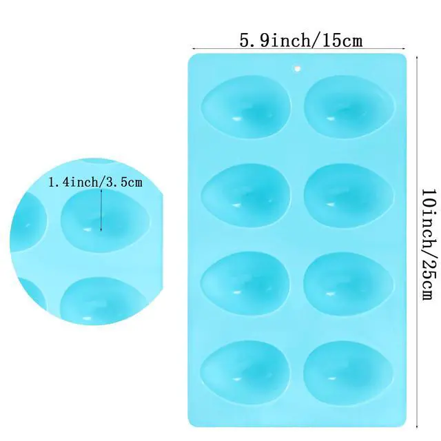 Alt view image 2 of 7 - 3Pcs 8-Cavity Easter Silicone Egg Molds, Baking Supplies for DIY Cake Decoration, Chocolate, Candy, Jello, Pastry, Muffin, Bread, Ice Cube (Pink,Green,Blue)