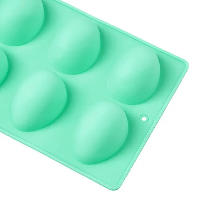 Alt view image 3 of 7 - 3Pcs 8-Cavity Easter Silicone Egg Molds, Baking Supplies for DIY Cake Decoration, Chocolate, Candy, Jello, Pastry, Muffin, Bread, Ice Cube (Pink,Green,Blue)