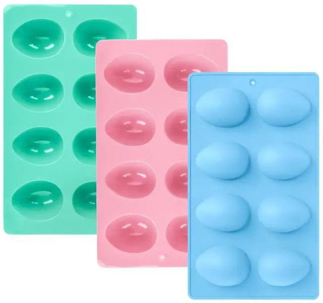 Main image of 3Pcs 8-Cavity Easter Silicone Egg Molds, Egg Shaped Cake Pop Mold, Baking Supplies for Making Chocolate Jello Candy Dessert Muffin Mousse Pastry